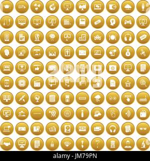 100 website icons set gold Stock Vector