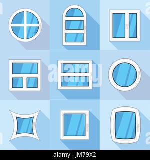Different windows icons set, flat style Stock Vector