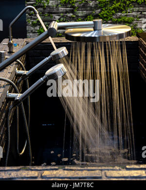 Testing variety of shower head Stock Photo