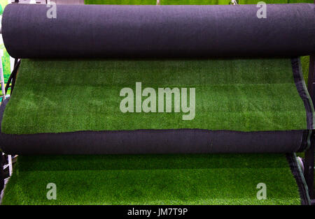 Selection of artificial grass carpet Stock Photo