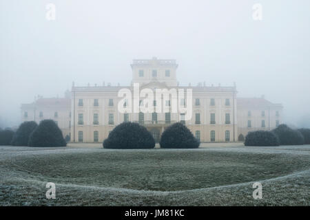 Esterhazy castle backyard in the fog, Fertod, Hungary Stock Photo