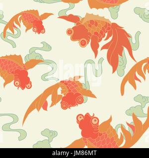 traditionally goldfish repeated pattern Stock Vector