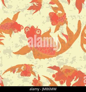 traditionally goldfish repeated pattern Stock Vector