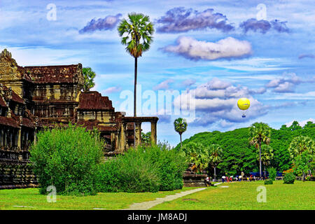 Cambodia Angkor Wat internal temple complex with balloon flight Stock Photo