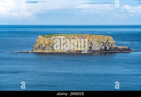 The Sheep Island near Ballintoy, Carrick-a-Rede and Giant's Causeway, North Antrim Coast, County Antrim, Northern Ireland, UK Stock Photo