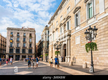 barcelona spain catalunya catalonia Palau de la Generalitat de Catalunya Plaça de Sant Jaume Placa de sant jaume Ciutat Vella Barcelona spain eu Stock Photo