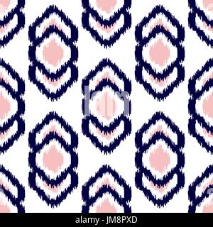 Ikat geometric seamless pattern. Pink and blue collection. Stock Vector