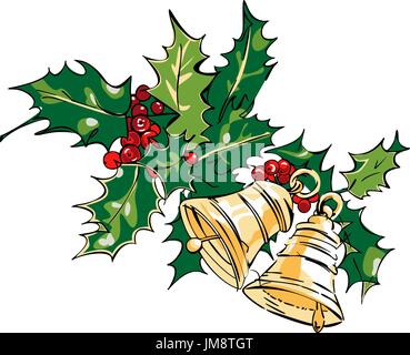 Jingle bells with red bow on a white background. Vector illustration Stock Vector