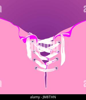 Pink  bow tied up. pink lace. 10 eps Stock Vector