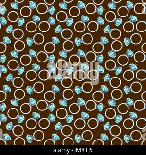 Diamond ring background. seamless pattern of rings with stone Stock Vector