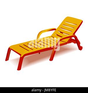 Beach chair with sun symbol on map pointer, vector illustration. Stock Vector