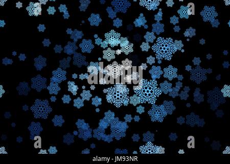 seamless pattern of snowflakes on a black background. Raster version Stock Vector