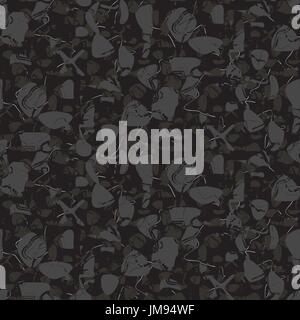 Marbled rock seamless dark gray vector pattern. Stock Vector