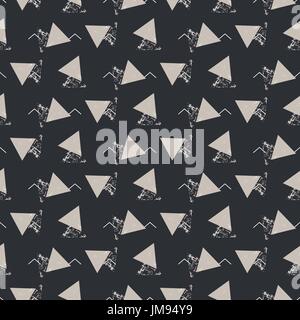 Geometric abstract triangle seamless dark gray vector texture. Stock Vector