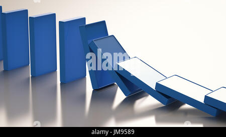 3d rendering blue dominoes falling Stock Photo