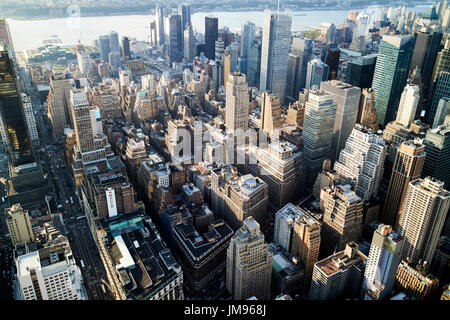 aerial view over the garment and hells kitchen clinton districts of New ...