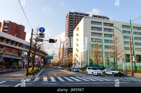 Tokyo, Japan - Dec 31, 2015. Many buildings located at Taito district in Tokyo, Japan. Stock Photo