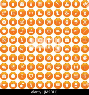 100 apple icons set orange Stock Vector