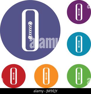 Sewn rectangular button icons set Stock Vector