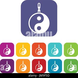 Sign yin yang icons set Stock Vector