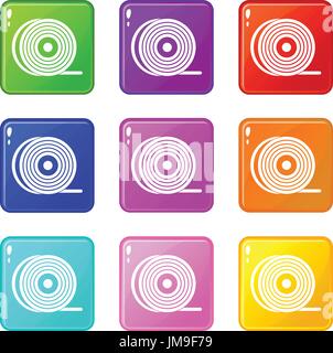 Abs or pla filament coil set 9 Stock Vector