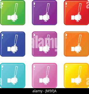 Chisel tool in man hend set 9 Stock Vector