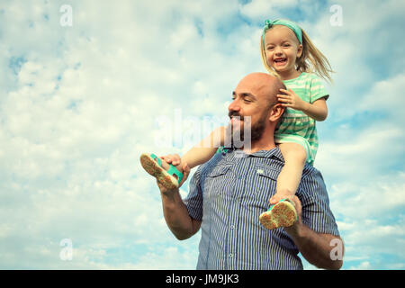 Adorable daughter and father portrait, happy family, future concept Stock Photo