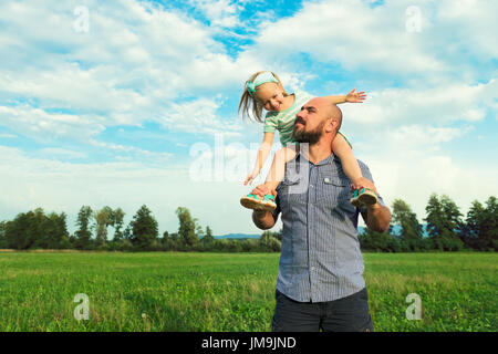 Adorable daughter and father portrait, happy family, future concept Stock Photo