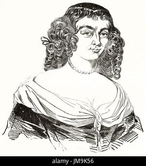 Old engraved portrait of Marie de Rabutin-Chantal, marquise de Sevigne (Madame de Sevigne, 1626 – 1696). Created by Frani, Andrew, Best and Leloir, pu Stock Photo
