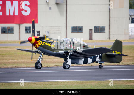 North American Mustang P-51D Frenesi fighter aircraft at RIAT 2017 at Fairford Stock Photo