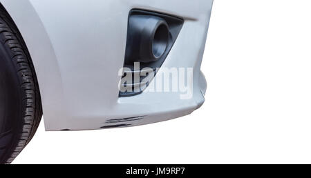 Details of a bronze car in an accident. Isolated on white background with copy space Stock Photo