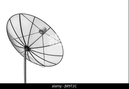 Big Black Satellite Dish isolated on White background with copy space Stock Photo