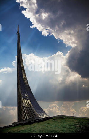 Monument to the Conquerors of Space. Moscow, Russian Federation. Stock Photo