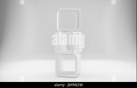 3d Empty white rounded showcase. Mock-up. Template shelves. 3D rendering Stock Photo