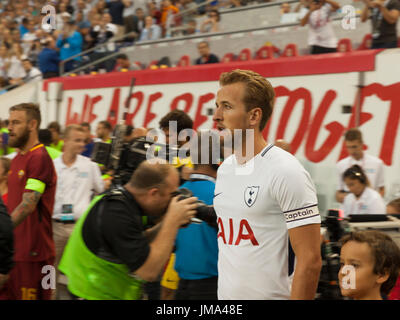 Harrison, United States. 25th July, 2017. Tottenham Hotspurs captain Harry Kane enters stadium for Internation Champions Cup game between Tottenham Hotspurs and AS Roma on Red Bulls Arena Roma won 3 - 2 Credit: Lev Radin/Pacific Press/Alamy Live News