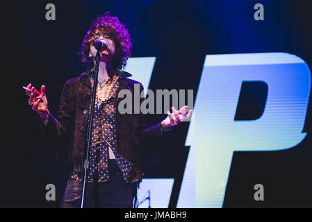 Grugliasco, Italy. 25th July, 2017. The American singer and songwriter LP performing live on stage at the Gruvillage Festival 2017 in Grugliasco, near Torino. Credit: Alessandro Bosio/Pacific Press/Alamy Live News Stock Photo