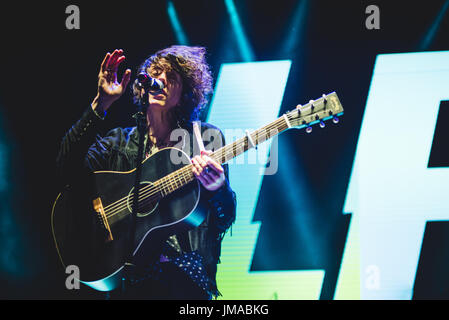 Grugliasco, Italy. 25th July, 2017. The American singer and songwriter LP performing live on stage at the Gruvillage Festival 2017 in Grugliasco, near Torino. Credit: Alessandro Bosio/Pacific Press/Alamy Live News Stock Photo