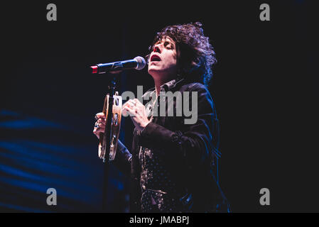 Grugliasco, Italy. 25th July, 2017. The American singer and songwriter LP performing live on stage at the Gruvillage Festival 2017 in Grugliasco, near Torino. Credit: Alessandro Bosio/Pacific Press/Alamy Live News Stock Photo