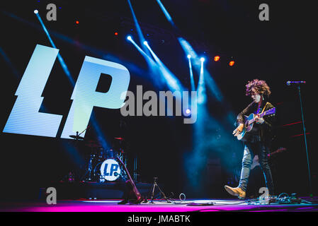 Grugliasco, Italy. 25th July, 2017. The American singer and songwriter LP performing live on stage at the Gruvillage Festival 2017 in Grugliasco, near Torino. Credit: Alessandro Bosio/Pacific Press/Alamy Live News Stock Photo