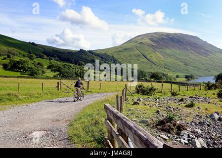 Cycling in Wasdale Lake District Cumbria UK Stock Photo