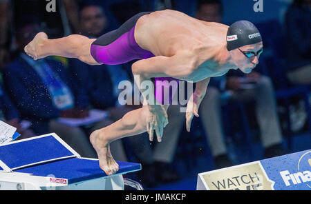 Budapest, Hungary. 26th July, 2017. Germany's Florian Wellbrock in the men's 800m Freestyle at the FINA World Championships 2017 in Budapest, Hungary, 26 July 2017. Photo: Jens Büttner/dpa-Zentralbild/dpa/Alamy Live News Stock Photo