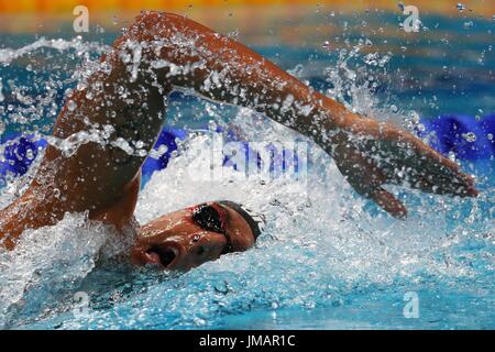 Budapest, Hungary. 26th July, 2017. Gabriele Detti of Italy competes during the men's 800m freestyle final of swimming at the 17th FINA World Championships in Budapest, Hungary, on July 26, 2017. Credit: Gong Bing/Xinhua/Alamy Live News Stock Photo