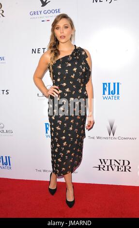 Los Angeles, CA, USA. 26th July, 2017. Elizabeth Olsen at arrivals for WIND RIVER Premiere, Ace Hotel Los Angeles, Los Angeles, CA July 26, 2017. Credit: Elizabeth Goodenough/Everett Collection/Alamy Live News