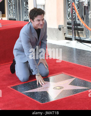 Los Angeles, USA. 26th July, 2017. Actor Jason Bateman poses during a star honoring ceremony on the Hollywood Walk of Fame in Los Angeles, the United States, July 26, 2017. Jason Bateman was honored with a star on the Hollywood Walk of Fame on Wednesday. Credit: Nick Ut/Xinhua/Alamy Live News Stock Photo