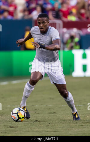 Landover, Maryland, USA. 26th July, 2017. Manchester United midfielder Luis Antonio Valencia (25) takes the ball up field during an International Champions Cup match between FC Barcelona vs Manchester United at FedExField in Landover, Maryland. Scott Taetsch/CSM/Alamy Live News Stock Photo