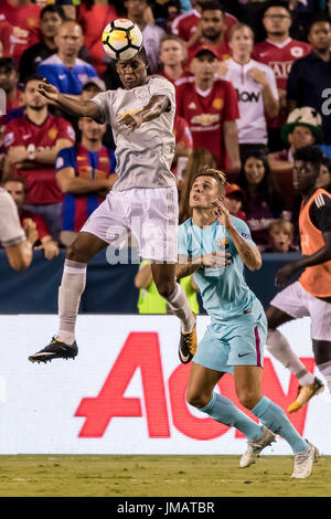 Marcus Rashford of Manchester United heads the ball during the UEFA ...