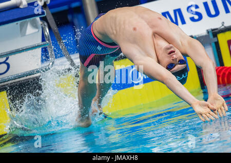 Luke Greenbank In Action During The Men's 200m Backstroke Paris Final 