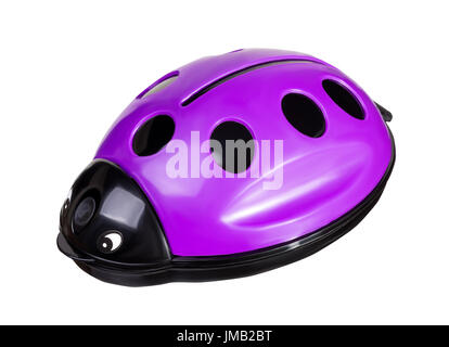 Plastic violet ladybug toy. Brush for cleaning furniture from animal hair isolated on white background Stock Photo