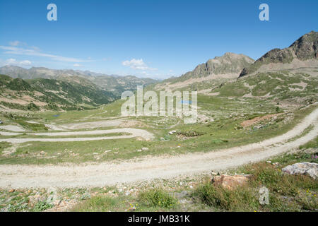 Landscape view over Col de la Lombarde in the French Alps in summer Stock Photo