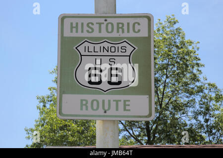 route 66 road sign mount olive illinois Stock Photo